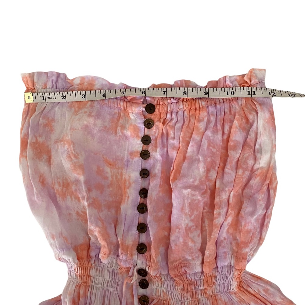 Tiare Hawaii Ryden tie dye strapless coconut shell high slit maxi O/S  fringe - Picture 8 of 10
